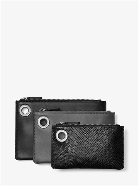 michael michael kors two tone leather pouch trio|Two.